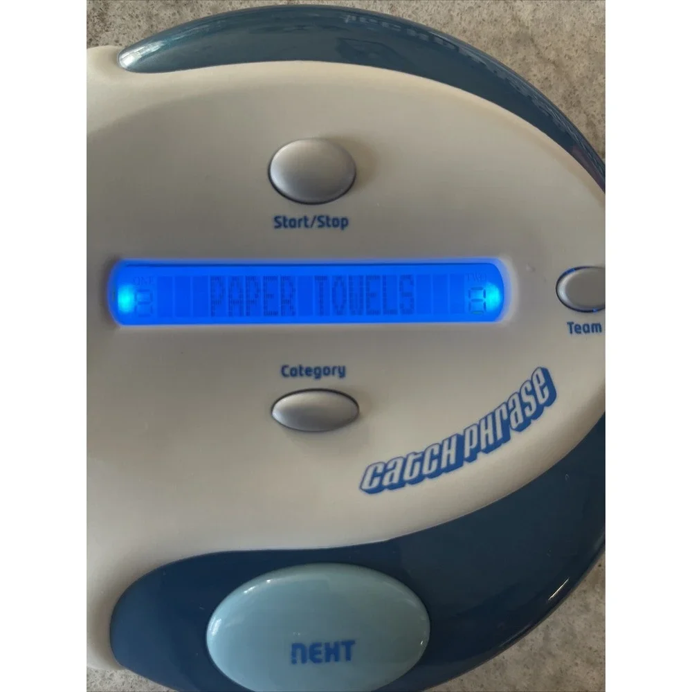 Catchphrase Hasbro Blue White Handheld Electronic Team 2004 Game Trivia Tested